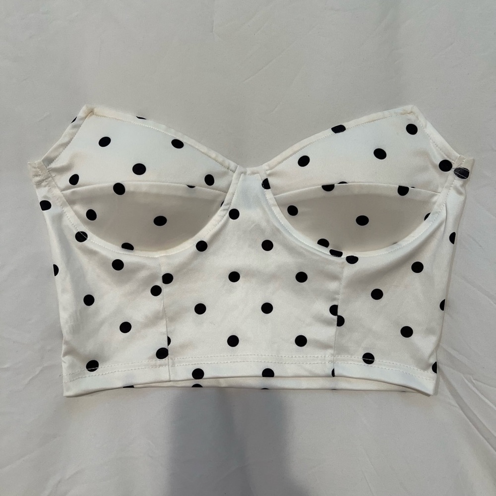 SHEIN White and Black Polka Dot Top